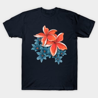 Complementary flowers // orange and blue T-Shirt